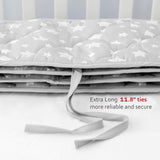 Baby Crib Bumper Pads- Washable, Grey Star Print, Thick, 4 Piece Set