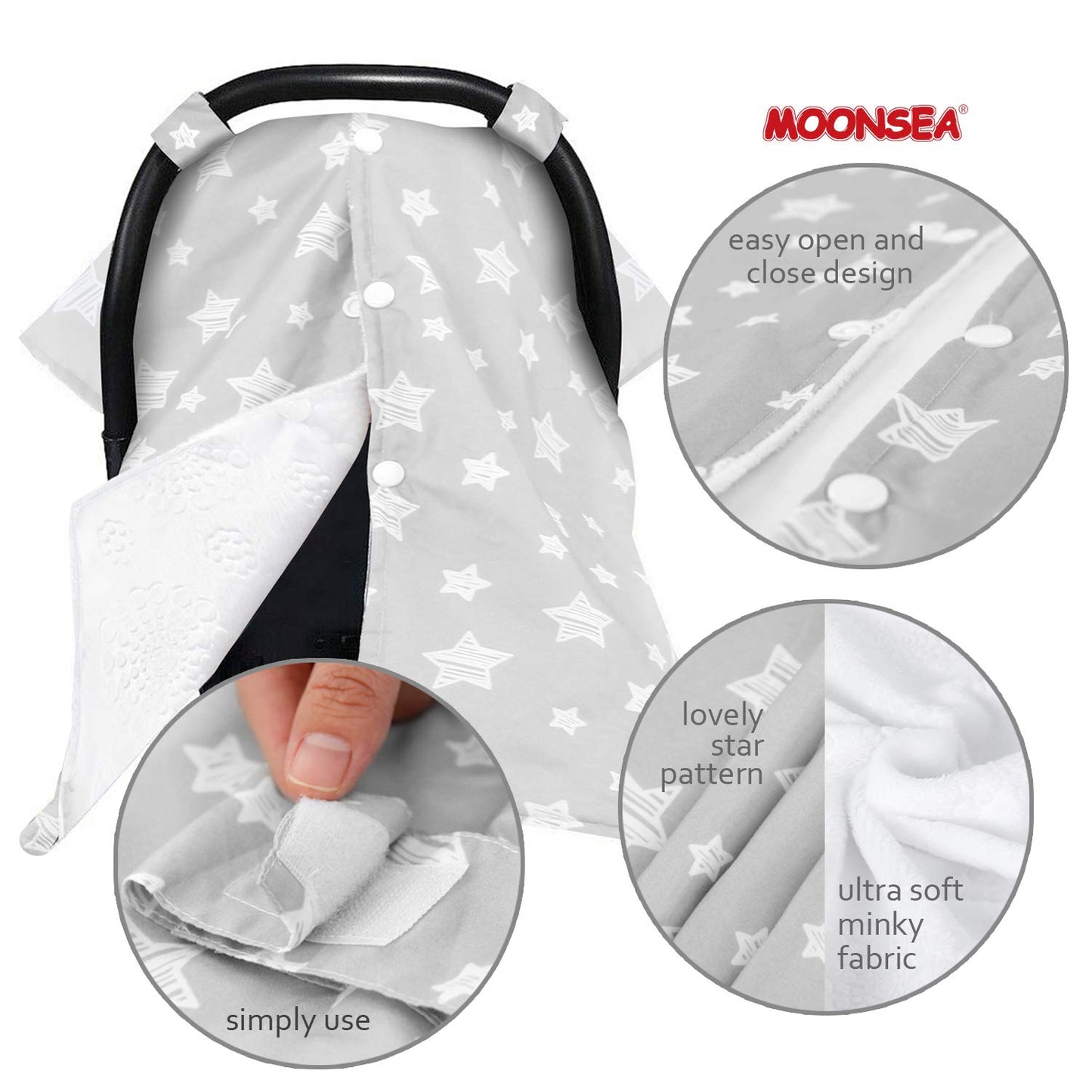 Baby Carseat Canopy- Nursing Cover, Cute Star Pattern
