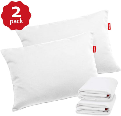 Toddler Pillow with Pillowcase- 2 Pack,  Cotton Jersey Cover, Supportive Filling