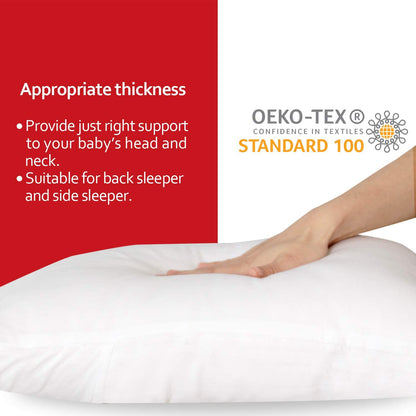 Toddler Pillow with Pillowcase- 2 Pack,  Cotton Jersey Cover, Supportive Filling