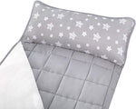 Toddler Nap Mat- Removable Pillow And Fleece Minky Blanket, 21''x50'', Grey Star