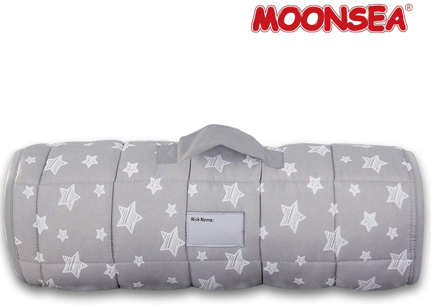 Toddler Nap Mat- Pillow And Fleece Minky Blanket, 21''x50'', Grey Star