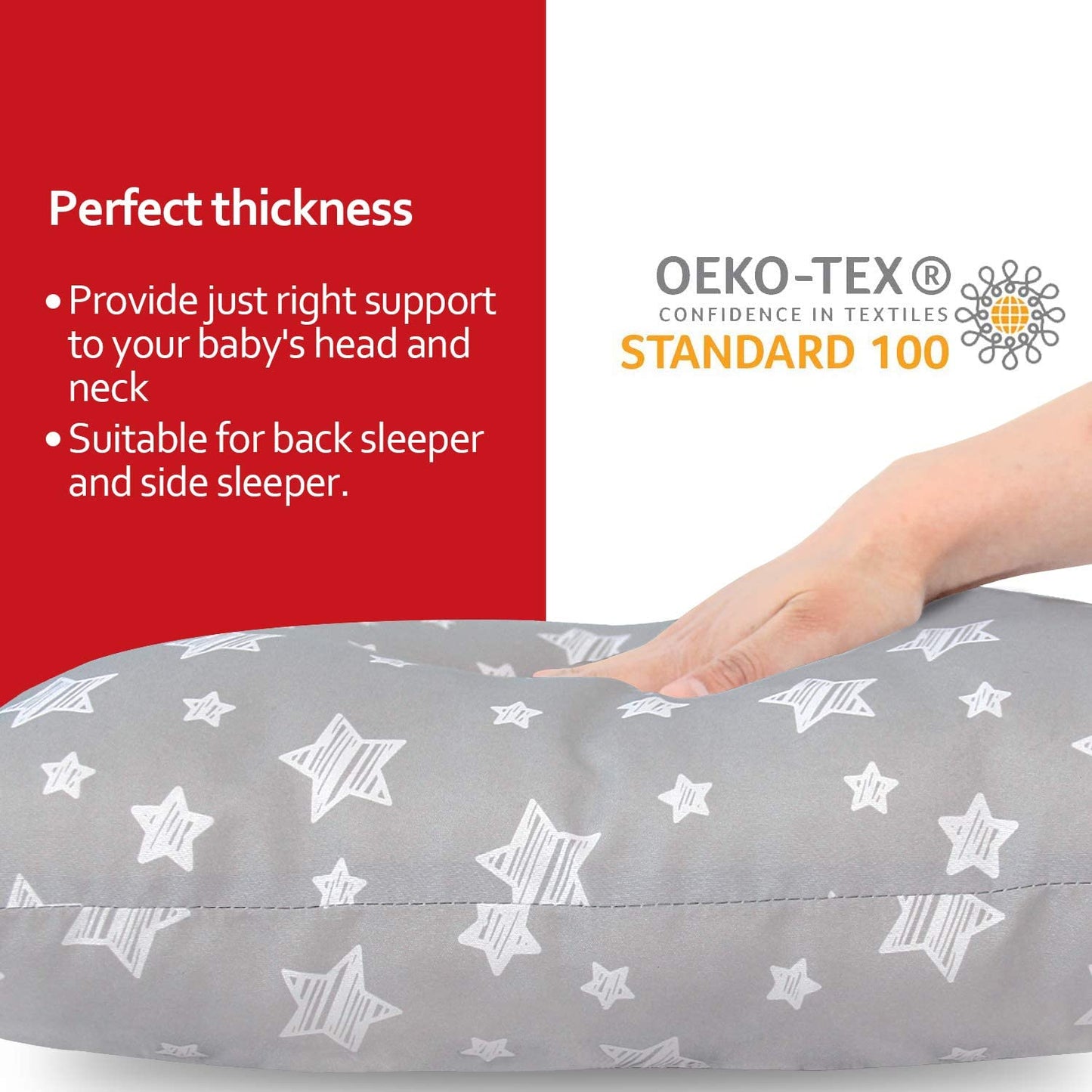 Toddler Pillow- Star Print, Hypoallergenic, Soft
