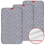 Changing Pad Liners- 3 Pack Grey, Bamboo Terry, Non-Slip Back, Waterproof, Reusable