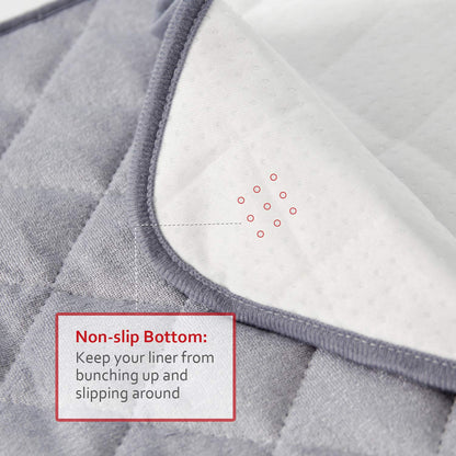 Changing Pad Liners- 3 Pack Grey, Bamboo Terry, Non-Slip Back, Waterproof, Reusable