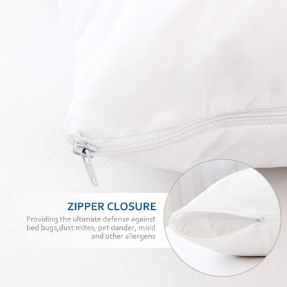 Pillow Protector Zippered- 4 Pack White, Waterproof, Hypoallergenic
