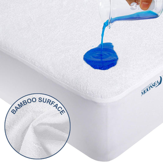 Waterproof Mattress Protector- Bamboo, Hypoallergenic, Noiseless-Moonsea Bedding