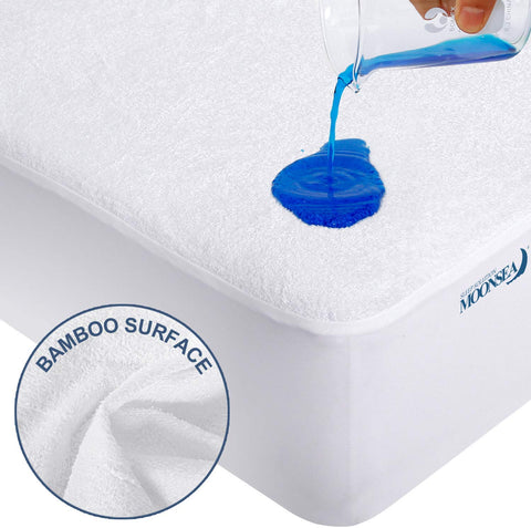 Waterproof Mattress Protector- Bamboo Terry, Hypoallergenic, Noiseless