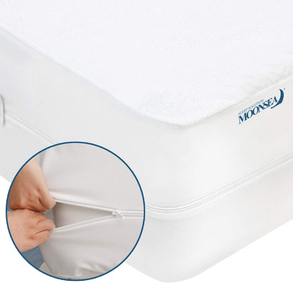 Zippered Mattress Protector- Cotton Terry, 6-Side Waterproof, Dustproof